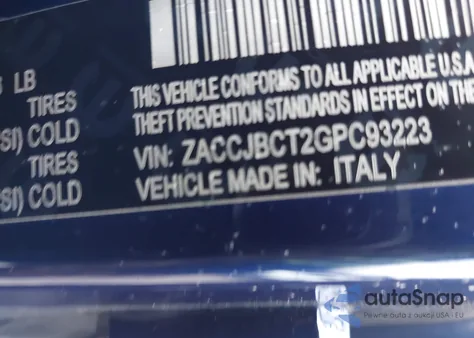 2016 Jeep Renegade Trailhawk from USA, damaged, VIN ZACCJBCT2GPC93223